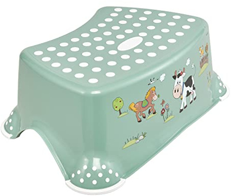keeeper Funny Farm Tritthocker, Ab ca. 3 bis ca. 14 Jahre, Anti-Rutsch-Funktion, Tomek, Nordic Green
