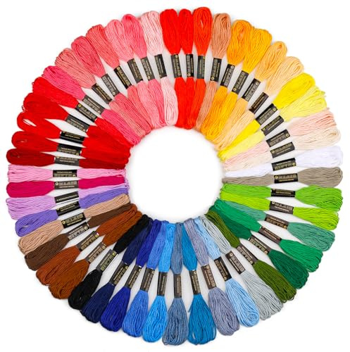 Benlay Stickgarn, 50 Bündel Regenbogen-Stickset, embroidery thread, Stickgarn Set Wird für Freundschaftsarmbänder, Knüpfgarn, Kreuzstichfaden, Armbandfaden, Basteltwist