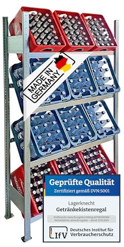 Lagerknecht Getränkekistenregal 12 Kisten Made in Germany professionelle Ordnung für Kisten; Regal für Getränkekisten, Getränkeregal, Wasserkistenregal, Bierkistenregal