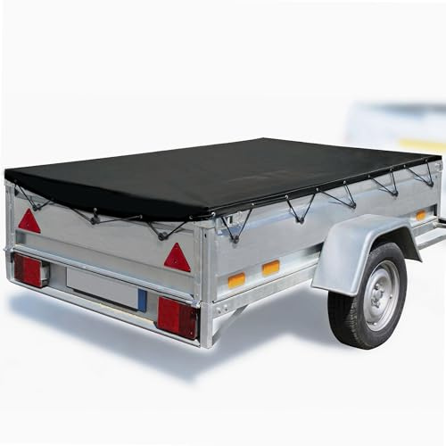WERKA PRO Plane für Anhänger xxxl 260 x 135 x 7cm 200g-m2 | Polyethylen, einfache Installation, langlebig, sicher, stabil, für Anhänger, 8 m elastisches Seil, UV-Behandlung