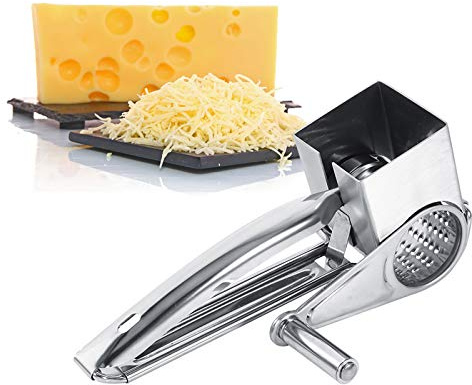 Ejoyous Käsereibe Trommelreibe mit Kurbel, Parmesanreibe Profi Küchenreibe Reibe Edelstahl für Gemüse Kartoffeln Karotten Multireibe Manuell Cheese Grater Parmesanmühle