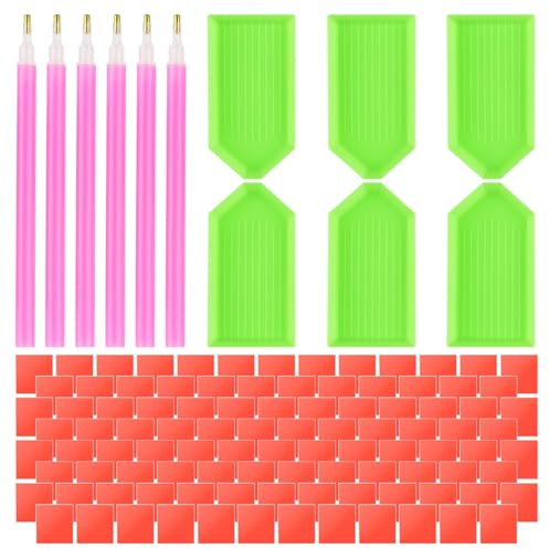 FL HUA Diamantmalerei Zubehör, 5D Diamond Painting Zubehör Stift, 112 Stk. | 6 Stück Diamond Painting Stift und Schiffchen, 100 Stück Diamond Painting Wachs, DIY‑Kunstzubehör für Kinder und Erwachsene