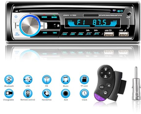Lifelf Autoradio mit Bluetooth Freisprecheinrichtung, 65W*4 Bluetooth Autoradio 1 Din mit Lenkrad-Fernbedienung, FM/MP3-Player/2*USB/TF/AUX Audio/Antenna Adapter (Keine CD)