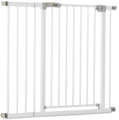 hauck Open N Stop KD + 21 cm Verlängerung, Weiß - Schutzgitter für Türen & Treppen, Breite Verstellbar 96-101 cm, 77 cm Hoch, ohne Bohren, für Kinder & Hunde, Einhändiges Öffnen in beide Richtungen