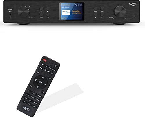 XORO Internetradio HFT 440 mit DAB+ und UKW-Empfang zur Erweiterung Einer HiFi Anlage, 2,4 GHz WLAN, Bluetooth, SpotifyConnect, Musik Streaming per UPnP