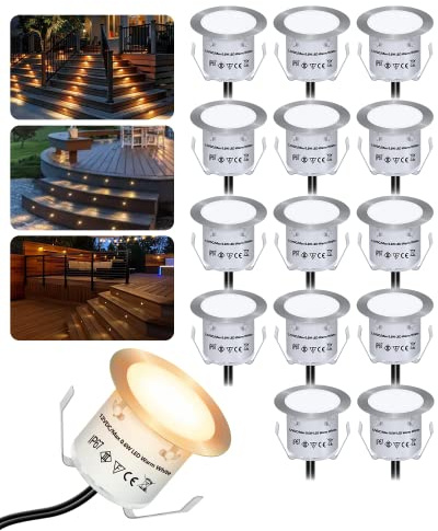 HIBOITEC 16er Set LED Einbaustrahler, Terrassen Einbaustrahler LED Aussen