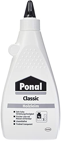Ponal Classic, gebrauchsfertiger Holzleim mit hoher Verleimungsfestigkeit, Holzkleber für Montage-, Flächen- & Fugenverleimungen, transparenter Bastelleim, 1x550g
