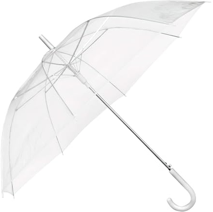 GOODS+GADGETS Durchsichtiger Regenschirm transparent, weißer Design Stockschirm Ø 100 cm; Fashion-Highlight