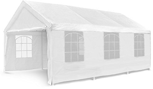 NIPACH Festzelt TERA 4x6 m weiß Partyzelt Gartenzelt wasserdicht 3m hoch | Festzelt 4x6 m, Höhe 3 m, PE-Plane 180 g/m², Stahlrohrrahmen, 6 Fenster, Seitenteile komplett, wetterfest