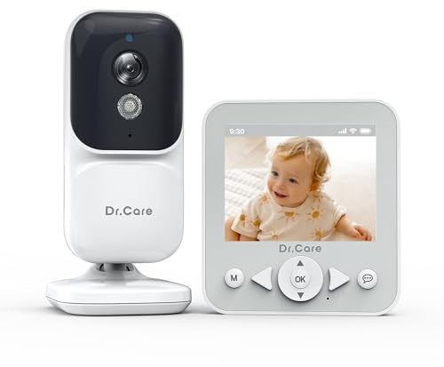 Dr.Care Babyphone mit Kamera ohne WLAN, 2,8 Zoll, Loop-Aufnahme, VOX, 300m | Temp.-Überwachung, Nachtsicht, Gegensprechen, Split-Screen,Schlaflieder,Fütterungstimer, unterstützt 4 Kameras & SD bis 128GB