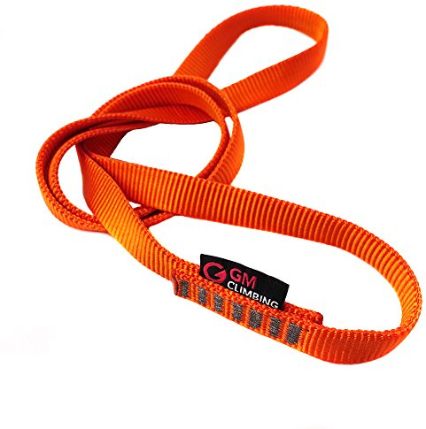 GM CLIMBING Nylon-Schlingen, 16 mm, 22 kN, CE-UIAA-Zertifiziert, zum Klettern, Rettung, hängende Takelage, Ankersysteme, Outdoor, Mehrzweck, 3 Stück, Fluoreszierendes Orange, 60 cm