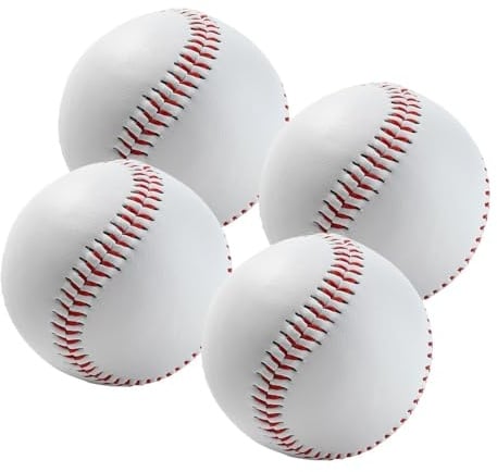 4 Stück Handgenähte Soft Baseball, 9 Inch PU Basebälle, Softball für Training, Erwachsene und Jugendliche, Professionelle Spiele