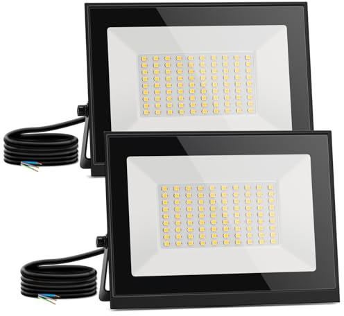 Aigostar LED Strahler außen 50W,4500 Lumen,2 Stück, Naturweiß 4000K Scheinwerfer IP65 Wasserdicht Außenstrahler für Hell Garten Garage Sportplatz Hof Fluter