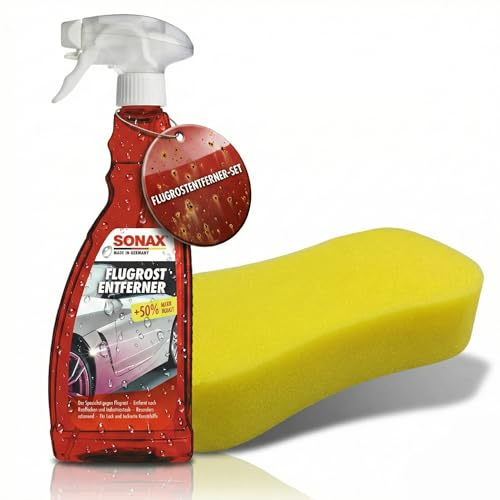 Craft-Equip Flugrostentferner-Set bestehend aus dem SONAX 750ml Flugrostentferner und Auto-Wasch-Schwamm zur schonenden Reinigung ihres KFZ