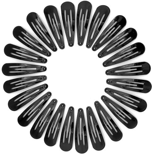 YISCOKO Haarspangen Damen Schwarz Metall Schnappclips, 5,1 cm Haarspangen für Kinder und Mädchen (24 STÜCK Schwarz)