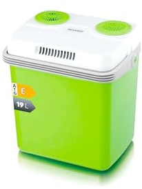 SEVERIN Elektrische Kühlbox (19 L) mit Kühl- und Warmhaltefunktion, 2 Anschlüsse fürs Auto (Netzteil & Zigarettenanzünder), grün/grau, KB 2922