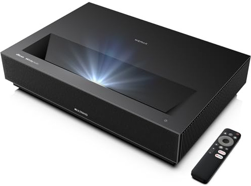 WEMAX Nova Pro ALPD Laser TV, Ultrakurzdistanz Beamer 4K mit 2100 ISO Lumen & 3D, Google TV & Google Assistant, WiFi 6, Bluetooth, Dolby Audio DTS-HD, Laser UST Heimkino Beamer für Wohnzimmer