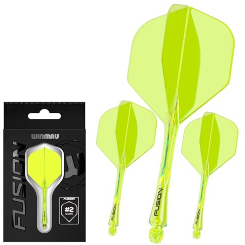 WINMAU Darts Fusion Integrated Flight & Shaft System - No.2 Shape & Design - Gelb Farbe, Medium Länge