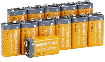 Amazon Basics Alkali-Batterien, 9 V, 9 V/6LR61, 5 Jahre lagerfähig, für Rauch-/CO-Melder, Elektronik und Audio, 12 Stück