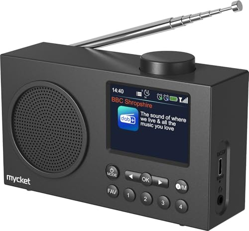 Mycket Tragbares DAB/DAB+ Radio, UKW Digital Radio mit 2025 Neuesten Signalempfängertechnologie, FM Wiederaufladbar Radio mit Bluetooth 5.0, Dual Wecker, 40 Voreingestellte, 2,4 großes Farbdisplay