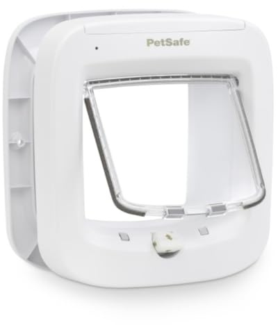 PetSafe Mikrochip-Katzenklappe - Außen- oder Innentür für Katzen - RFID-Zugang für bis zu 40 Haustiere - 4 Verschlussoptionen, Wetterfest, Einfache DIY Montage - Weiß