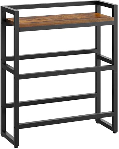 HOOBRO Getränkekistenregal 3-stöckiges für 4 Kisten, Getränkeregal, Kistenregal, Tragkraft 50 kg/Etage, Metallgestell, für Küche, Garage, Laden, Vintagebraun und Schwarz EBF103CJ01