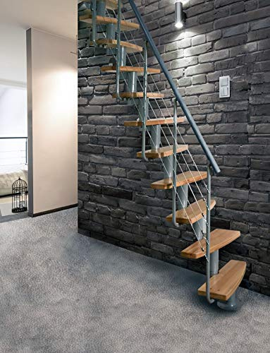 Raumspartreppe Atrium Mini Plus. Geschosshöhe 220-300 cm, mit 60 cm Holzstufen in Buche Natur