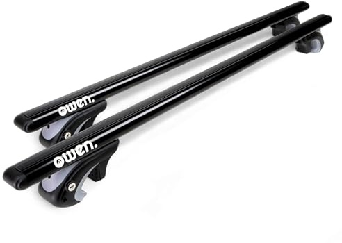 Owen 5.0 L Auto Dachträger für offene Reling 135cm Schwarz | Geprüft nach DIN 75302, abschließbar – Querträger verstellbar 70-123cm für Dachbox, Dachzelt & Skiträger