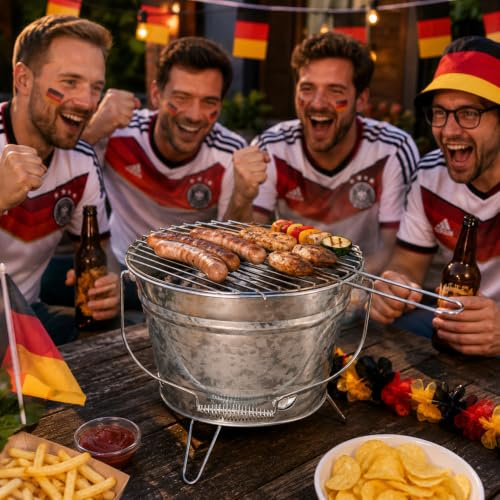 Mojawo BBQ Outdoor Picknickgrill Grilleimer Feuereimer Minigrill tragbar Ø27xH22cm mobiler Grill mit Grillrost