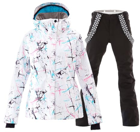 HOTIAN Damen Schneeanzug, Wasserdicht Winddicht Winter Warme Schnee Skifahren Sätze,für Wandern Klettern Isoliertes Snowboarden SMN