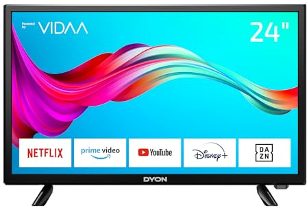 DYON Smart 24 VX 24 Zoll HD Smart Fernseher | VIDAA OS, Prime Video, Netflix, YouTube, DAZN, MagentaTV, Triple Tuner DVB-C/S2/T2, WLAN, Hotelmodus, ideal für die Küche