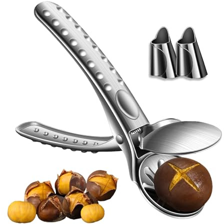 Holzsammlung Kastanien Schneider Maroni Clip, Maronen Schneider Edelstahl, Tragbar Maronenschneider Profi, Nussknacker Maronizange Multifunktionaler für Walnüsse, Kastanien, Nüsse - PRO