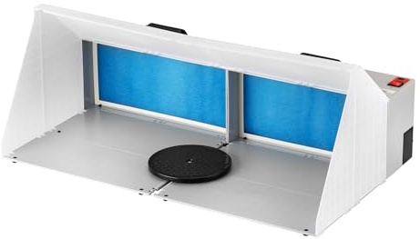 Wiltec Doppel Airbrush Absauganlage 8 m³/min, nur 52 dB, zur Absaugung von Farbe Farbnebel Sprühnebel, Filter erweiterbar, hochwertige Lackierkabine für Airbrush-Arbeiten