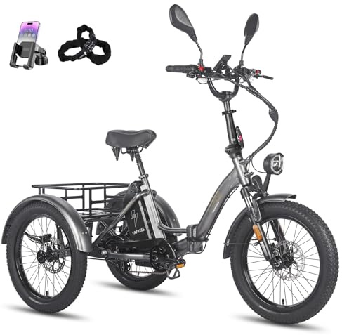 Fafrees Elektro Dreirad, E Bike Klapprad 20 * 3.0 Zoll Reichweite 110-150km | E-Dreirad für Erwachsene Hydraulische Bremsen, Lastenfahrrad 48V 65N.m Motor, Traglast 180KG