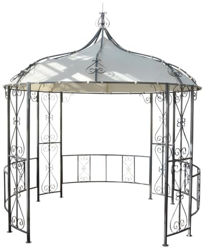 Mendler Pergola Almeria Ø 3m - Creme | Rundpavillon, Garten Pavillon, stabiles Stahl-Gestell