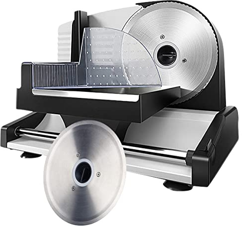 Rosenstein & Söhne Brotschneidemaschine: Elektrischer Allesschneider mit 2 Edelstahl-Klingen, 1-15 mm, 150 W (Brotmaschine, Brotschneidemaschine elektrisch, Schlitten)