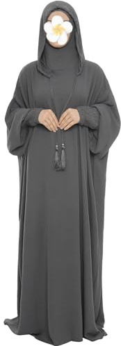 Muslimisches Gebetskleid Abaya Solid One Piece Hoodie Abaya Kleid für Frauen Langes Maxikleid Islamisches Dubai Jilbab Einheitsgröße
