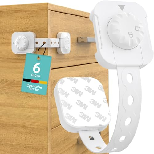 Homery 6x Kindersicherung Schrank - Mit 3M Kleber - Schranksicherung Baby - Längenverstellbare Schubladensicherung Baby für Schränke, Kühlschrank, Tür - Kindersicherung Schubladen