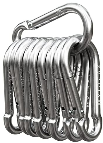 Karabinerhaken 10er Set, Karabiner bis 230 kg, Schlüsselanhänger Karabinerhaken für Hängematten, Camping, Wandern