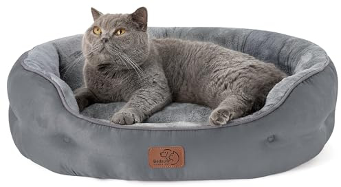BEDSURE Katzenbett waschbar Katzen Bettchen - 63x53x20cm Katzenkorb mit zweiseitig Innenkissen Katzenschlafplatz für Katzen oder kleine Hunde