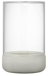 blomus Windlicht CALMA | Kerzenhalter aus hochwertigem Beton und Glas | Farbe Light Gray | Größe M | 12L x 12B x 20H cm | Indoor | exkl. Kerze