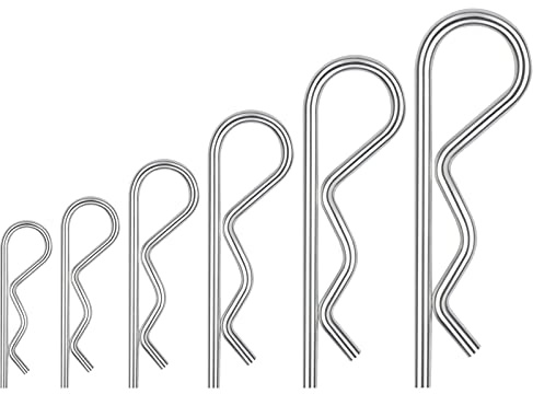 30 Stück Verzinkter RC Clips Splinte, Leryati Splinte Sortiment mit Sortimentskasten, 6 Modelle Splinte Set Sicherungssplint, Splinte Federstecker Set für Autos Gartengeräte Schlepper Rasenmäher