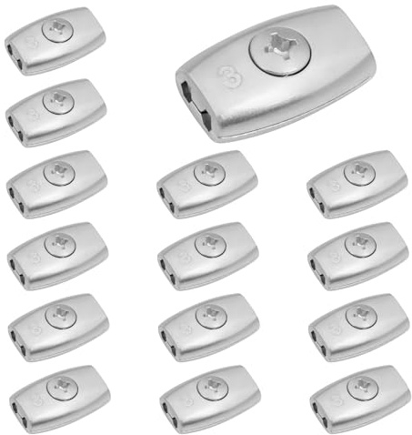 DBREAKS 15PCS Seilklemmen 3mm Zinklegierung Drahtseilklemme Eiform, Seilverbinder zum Schrauben, Drahtklemme für Drahtseile