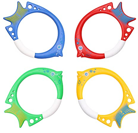 TOPWAYS Tauchspielzeug Pool Spielzeug, Tauchringe, Tauchtorpedo zum Schwimmen, Unterwasser-Pooltraining, Schwimmbad Sommerpool Schwimmspielzeug (Fischring)