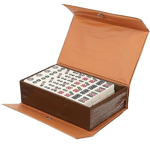 HEYOUTH Mini Mahjong Game,Majongsteine Spiel,Mahjong Brettspiel,Traditionelles Chinesisches Mah Jong Set Mit 144 Majong Spielsteine,for Leisure Travel Party Family Games