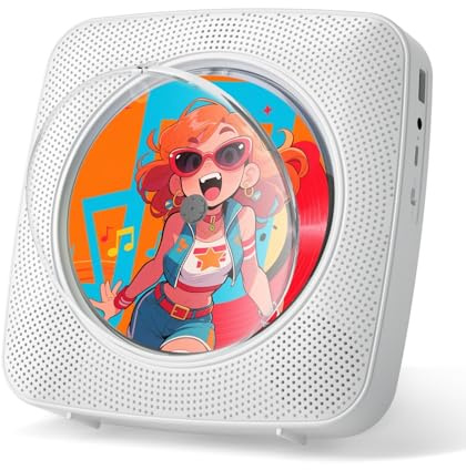 Gueray Tragbarer CD Player Tragbar : Radio CD Players Kinder CD-Player Discman mit 1800mAh Akku Lautsprecher abnehmbaren Staubschutzabdeckung Fernbedienung UKW-Radio USB AUX Funktion Weiß