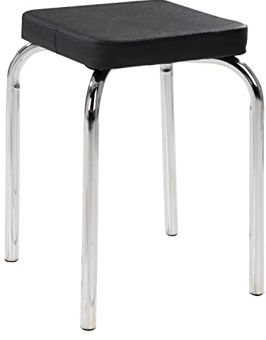 Sitzhocker Metallhocker Stapelhocker | Schwarz | Metall | Kunstleder