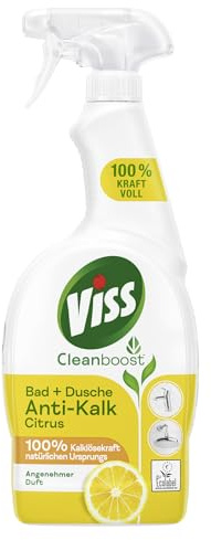 Viss Cleanboost Reiniger Spray Bad+Dusche Anti-Kalk Citrus Reinigungsmittel für strahlenden Glanz mit 100% Kalklösekraft natürlichen Ursprungs 750 ml