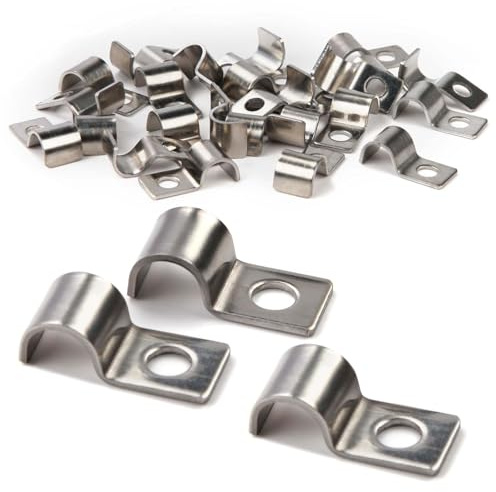 XoeLLe 50 Stück Befestigungsschelle Metall Rohrschellen, Hochleistungs Kabelschellen, Rohrschellen Rohrbefestigung Einzelloch Edelstahl, Rohrklemme für Kabel Ø 8-9 mm