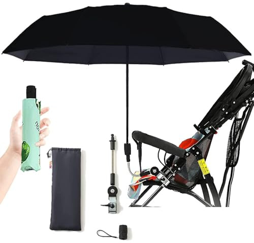 Nakazawa 38.5In Sonnenschirm Kinderwagen,Universeller Kinderwagen Sonnenschirm Regenschirm, Faltbarer, Bequem Und Bequem（schwarz）